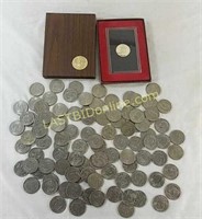 100 Eisenhower $1 Dollar coins + 1971-S Proof