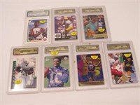 7 GRADED SPORTS CARDS OF ROOKIES & STARS: