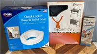 Raised Toilet Seat, Walker Tray & Safety Handle
