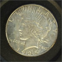 US Coins 1935 Peace Dollar, circulated & cleaned
