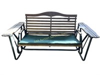 Large weathered Wood/Metal Glider 38in X 71in X