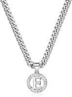 14k Gold-pl. Initial "e" Cuban Chain Necklace