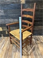 Vtg Ladder Back Cane Bottom Chair