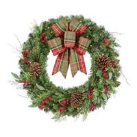 30in. Woodmoore LED Pine Xmas Wreath w/ Timer