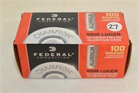 FEDERAL AMMUNITION 9MM BOX OF 100 ROUNDS