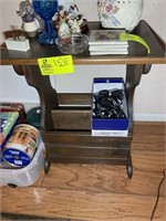 Wood side table with magazine holder no contents