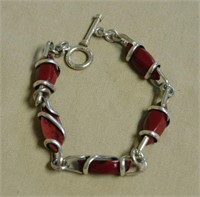 Polished Red Jasper in Sterling Silver Bracelet.