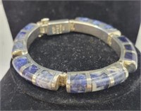 Sterling Silver & Lapis Inlaid Bracelet Mexico