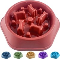Dog Slow Food Feeding Pet Bowl (Red) Set of 3