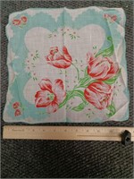 Vintage floral handkerchief, 12" sq.