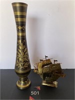 Vintage Metal Ship Decor