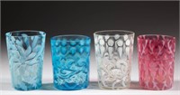 ASSORTED BLOWN OPALESCENT GLASS TUMBLERS, LOT OF