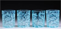 BLOWN DAISY AND FERN OPALESCENT GLASS TUMBLERS,