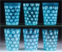 BLOWN COINSPOT OPALESCENT GLASS TUMBLERS, LOT OF