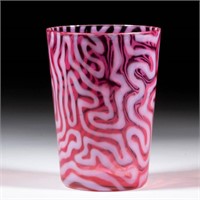 SWIRLING MAZE TUMBLER, cranberry opalescent,