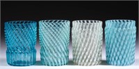 ASSORTED OPALESCENT GLASS TUMBLERS, LOT OF FOUR,