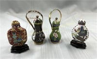 (4) Miniature cloisonné vases, 4" H