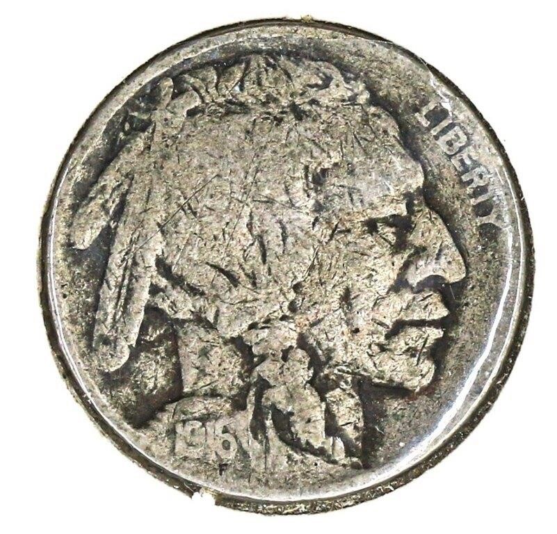 1916D US Indian Buffalo 05¢ Nickel Coin - G