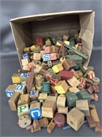 Box of Vintage Childrens Wood Blocks