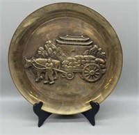 Vintage Korean Brass Plate - Market Cart