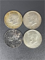 Four 1967 Kennedy Silver (40%) Half Dollars