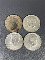 Four 1967 Kennedy Silver (40%) Half Dollars