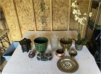 Assorted Metal/Glass/Ceramic Planters/Other