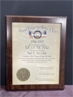 Northern neck Elks Lodge certificate framed
