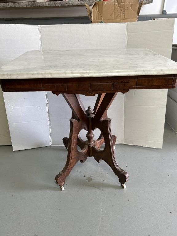 Antique Wooden Marble Top Night Stand