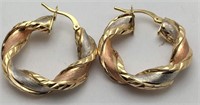 10k Trigold Hoop Earrings