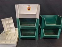 Set of 5 stacking organizers 12"wide, 2 trays