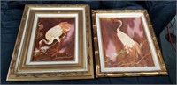 Pair Of Oil On Canvas "Crane" Artworks