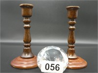 Pair of 7” wooded candlesticks