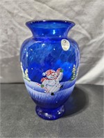 Fenton Handpainted Blue Vase