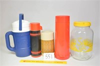 Small Igloo Thermos Cooler, 3 Vintage Thermos's,