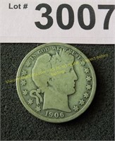 1906 D Barber silver half dollar