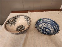 2 Blue and White Bowls