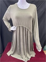 Women’s Olive Green Boho Long Sleeve Dress XL