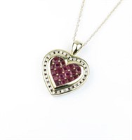 Gorgeous Heart Shaped Ruby & Diamond Pendant