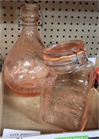 PINK GLASS CLAMP LID BOTTLE & JAR