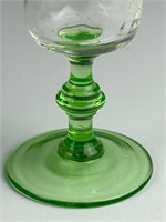 Vintage green stem uranium glasses
