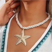 Bohemian Golden Starfish Pendant Rope Necklace