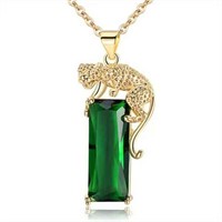 Leopard Set Green Zircon Pendant Necklace