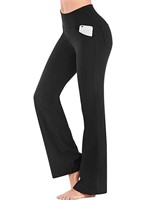 C731  Hanerdun Bootcut Yoga Pants, High Waist, Bla