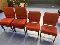 RED UPHOLSTERED STACKING CHAIRS (LOCATED DAVIE,