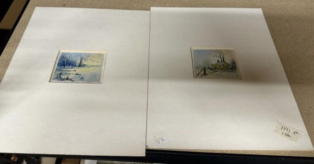 Pair of Mini Watercolor Landscape