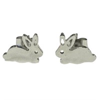 Cute Silver-tone Bunny Rabbit Stud Earrings