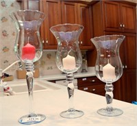 SET OF GLASS CANDLE HOLDERS