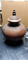 10 inch clay jardiniere carved nice
