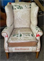 RARE! Leather/RR Uph Roy Rogers Wing Chair,